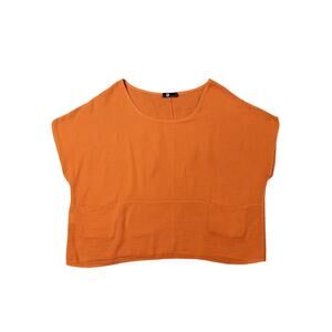 M Made in Italy Shirt Women Small Orange‎ Box Top Oversized Semi Sheer